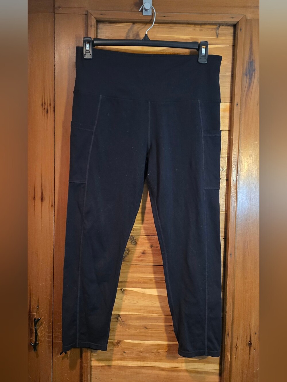 Lot Of 2 Tuff Athletics Black and Mauve Leggings with Side Pockets